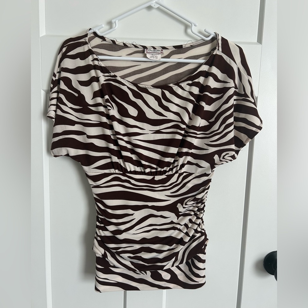 Soulmates Brown and Cream Animal Print Top